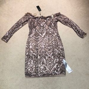 BCBG Eunice Rose Gold Sequin Dress